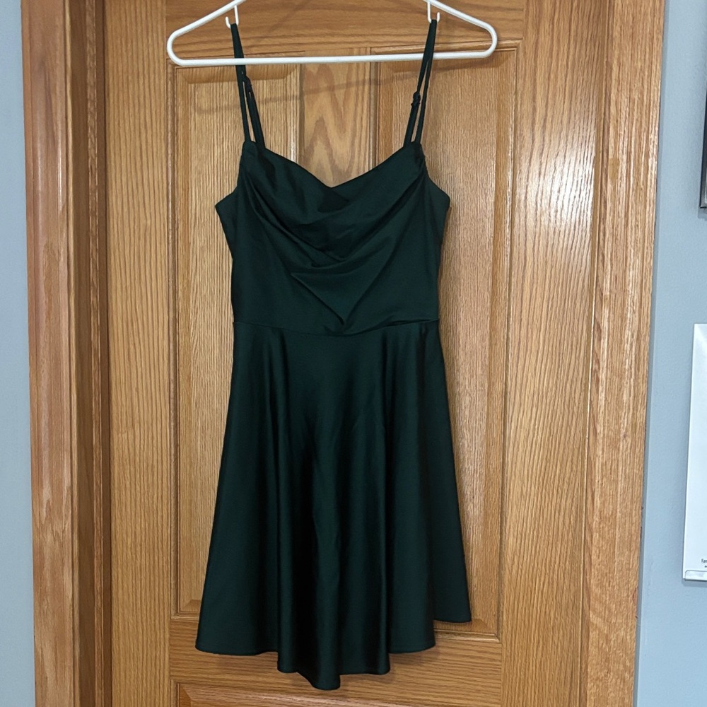 City Studio Dark Green Cowl Neck Mini Dress